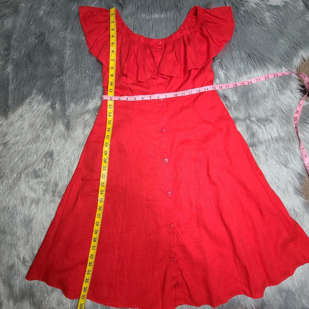 SOLD!!!! Forever 21 Off The Shoulder Red Dress - Picture 2 of 4